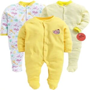 100% Cotton Rompers Sleepsuits Jumpsuit Night Suits for Infants Newborn Baby Boys & Girls