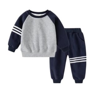 Traders Baby Boy's Sweatsuit Casual 2 Piece Outfits Color Block Round Neck Sweatshirt and Jogger Pants
