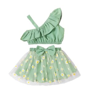 Baby girls Little Toddler Sleeveless cotton Top Skirt 2Pcs Clothing Set for kids wear
