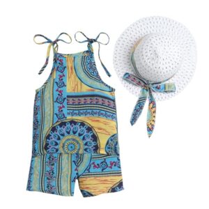 Girls Viscose All-Over Print Blouse And Shorts Set in Green Color