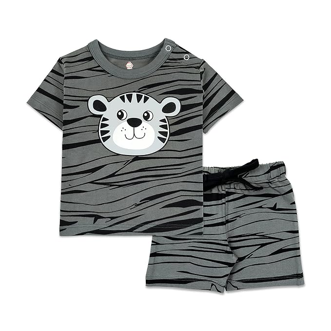 Baby Boys & Baby girls Cotton Printed Round Neck Half Sleeve T-shirt & Short Latest Summer Clothing Sets